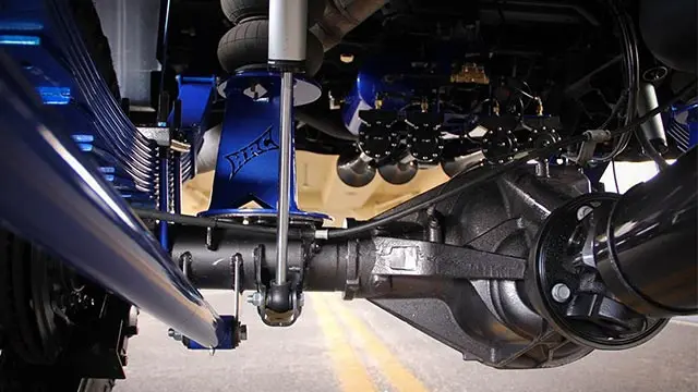 Lifted truck with suspension kit at High Rollin Customs in Reno